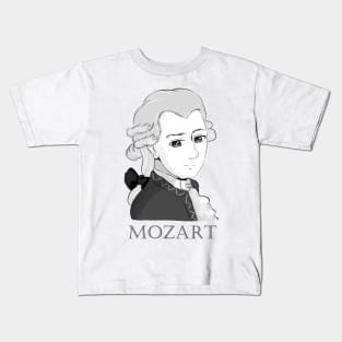 Wolfgang Amadeus Mozart: Cartoon in black and white Kids T-Shirt